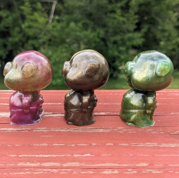 3 Little Pigs Resin Art Handmade Colorful Cute Pig Artisan Gift Piggy Easter - Picture 7 of 16